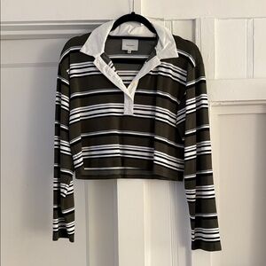 Striped Long Sleeve Rugby Crop Top